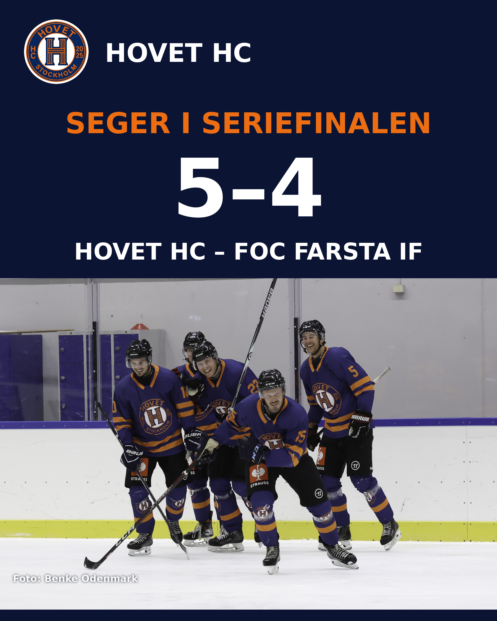 Hovet HC vinner seriefinalen med 5–4 mot FOC Farsta IF