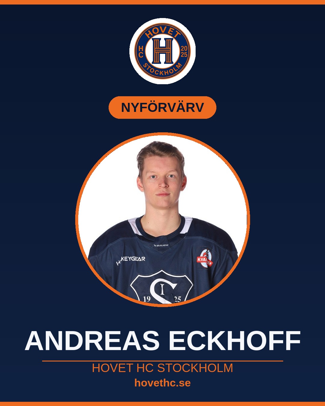 Andreas Eckhoff, nyförvärv i Hovet HC